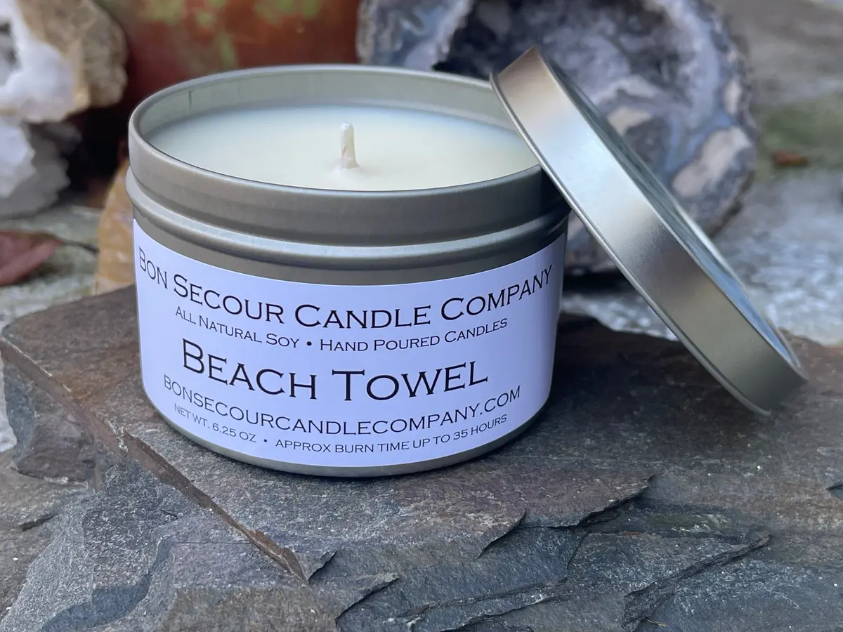 Beach Towel Soy Candle Tin 1