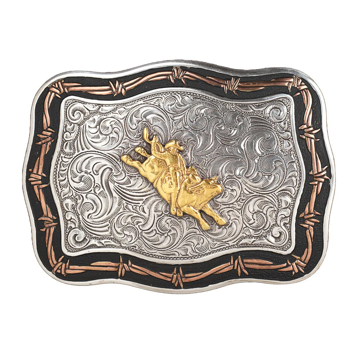 M&F Bull Rider Motif Buckle Black/Gold 1