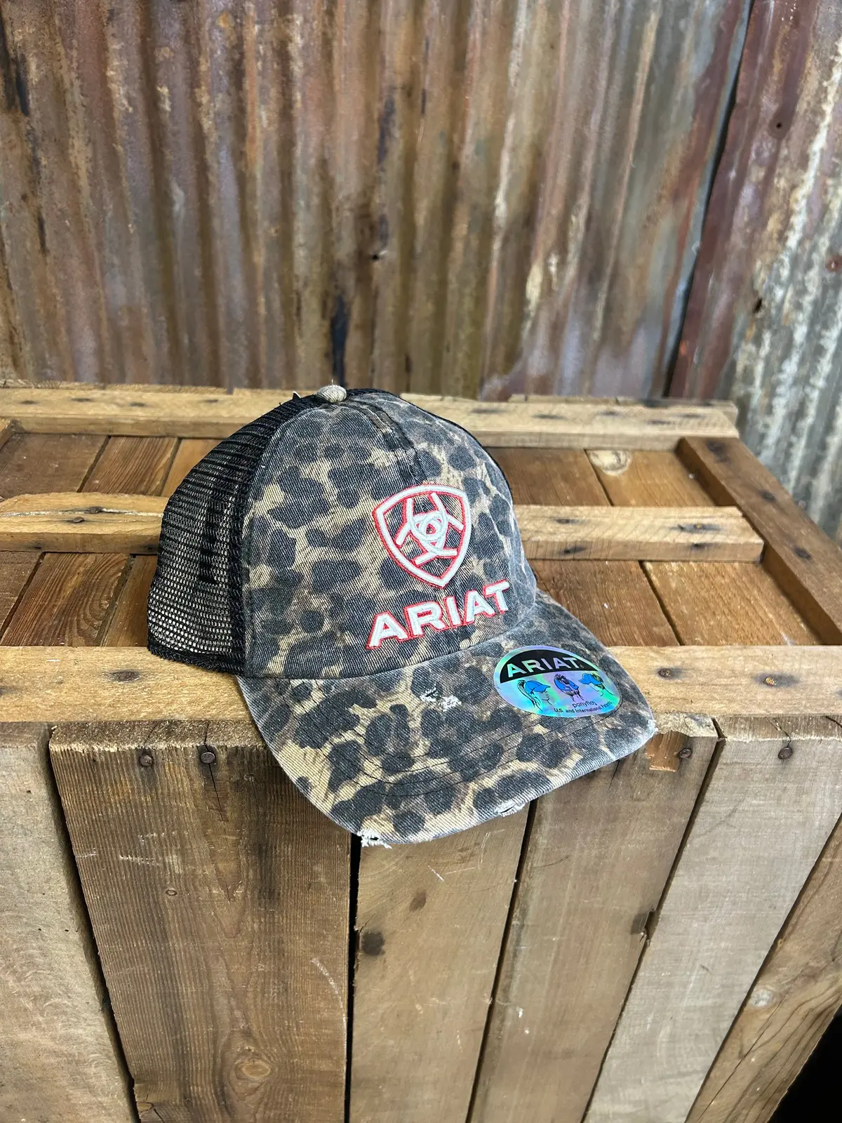 Ariat Cheetah Shield Ponytail Hat 1