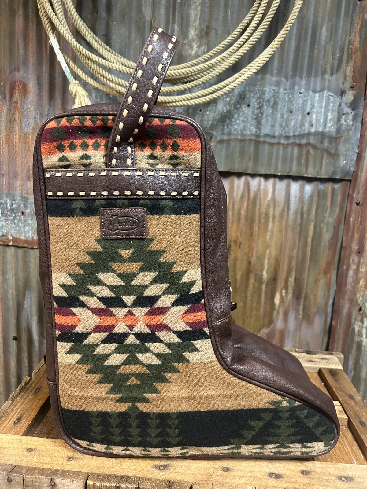 Justin Boot Bag With Aztec Canvas 1