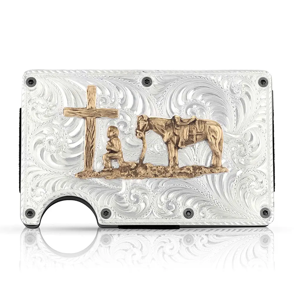 Montana Silversmiths Credit Card & Cash Case With Praying Cowboy 1