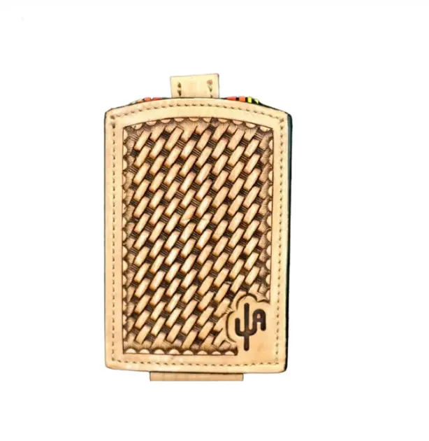 Cactus Alley "Basket Stamp" Leather Ribbon Wallet With Magnet 1