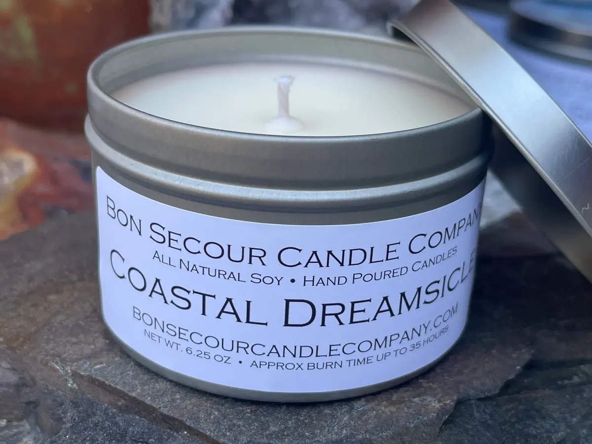 Coastal Dreamsicle Soy Candle Tin 1