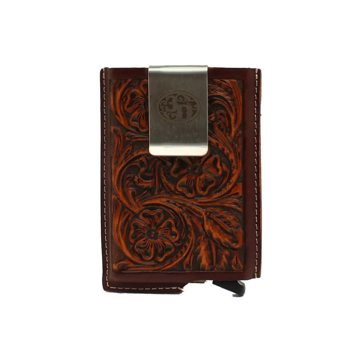 3D Smart Wallet Leather Aluminum Alloy Rfid Blocking 1