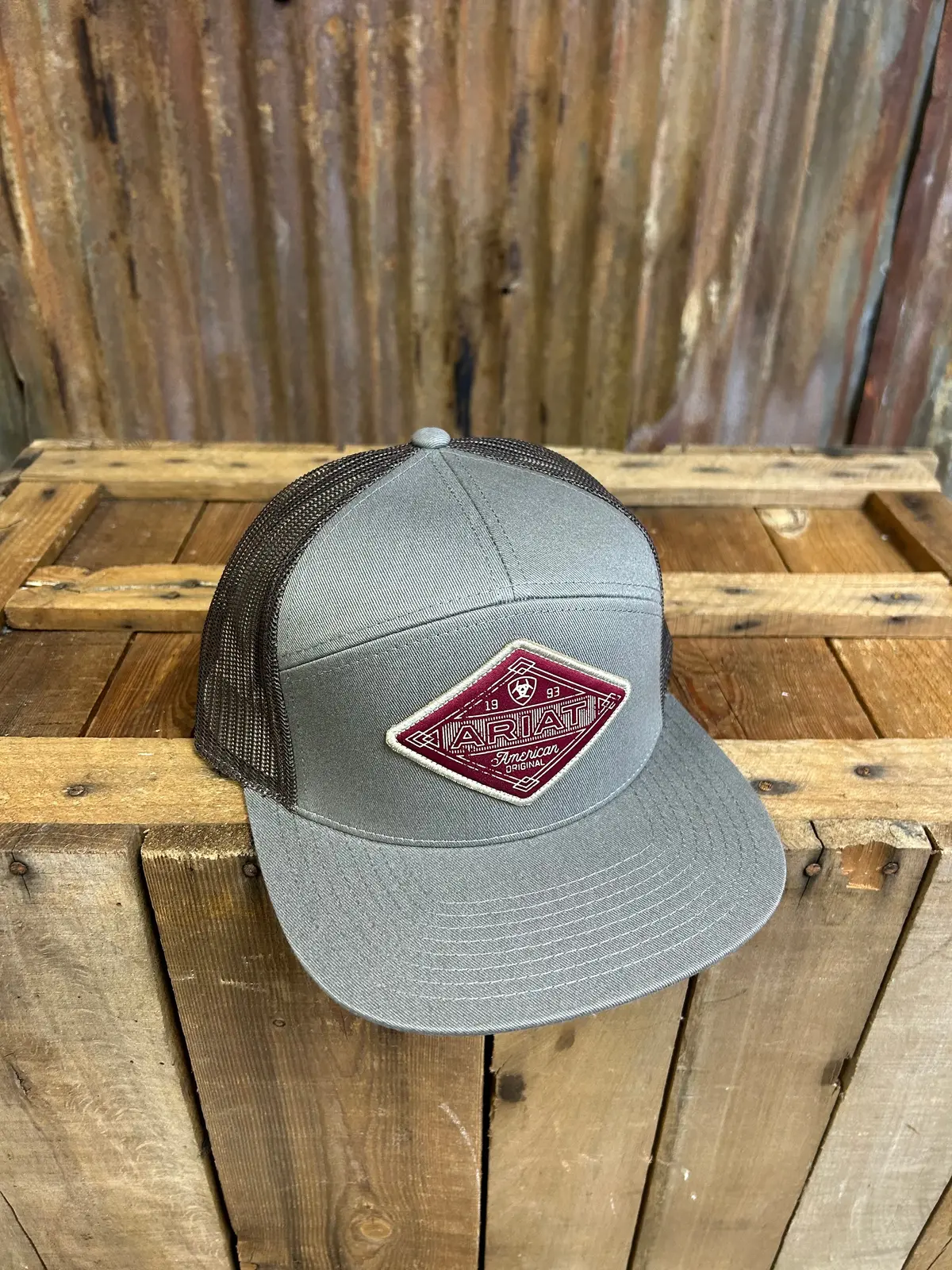 Ariat Western Cap Baseball Hat Patch Grey 1