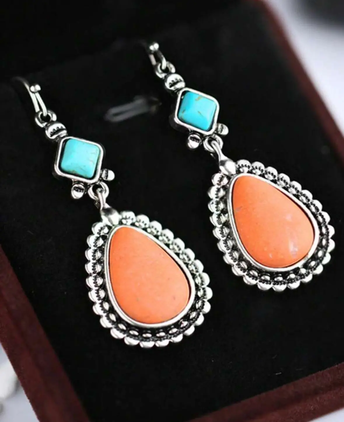 Corral Turquoise Drop Earrings 1