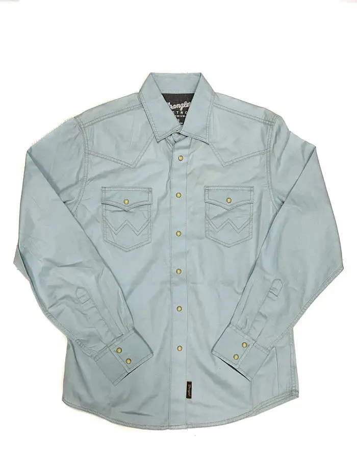 Men's Retro Long Sleeve Shirt In Denim Blue 1
