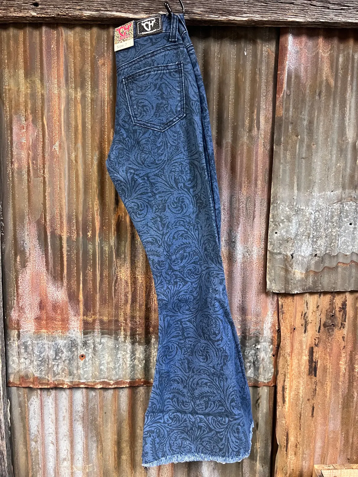 Cowboy Hardware Toddler Aop Tooled Print Bell Bottoms 1