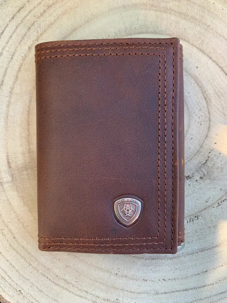 Ariat Dark Copper Trifold Wallet 1