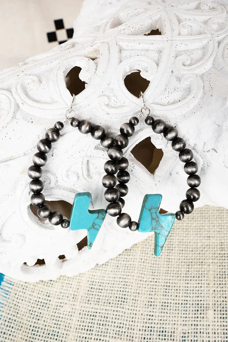 Turquoise Lightning Valley Silver Teardrop Earrings 1