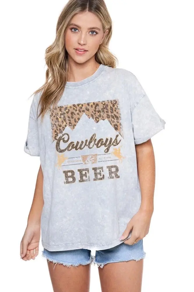 Zutter Cowboys & Beer Leopard Graphic Tee 1