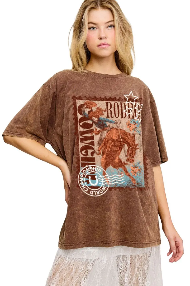Zutter Puff Rodeo Cowgirl Postage Graphic Tee 1