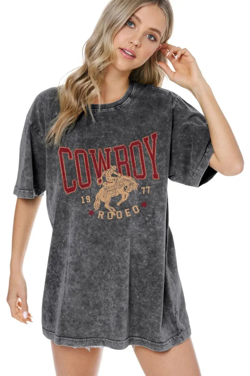 Zutter Cowboy 1977 Rodeo Western Graphic Boyfriend Tee 1