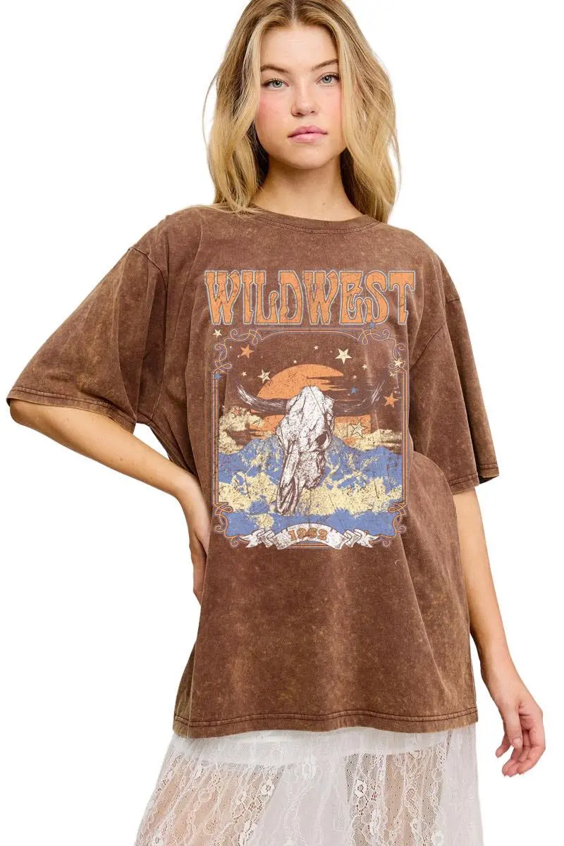 Zutter Wild West Vintage Longhorn Graphic Boyfriend Tee 1