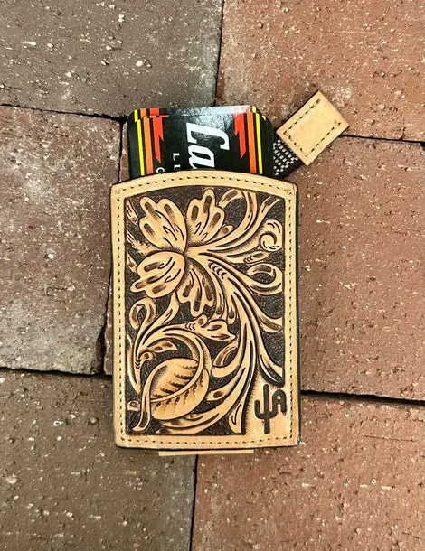 Cactus Alley "The Leroy" Handmade Leather Ribbon Wallet With Magnet 1