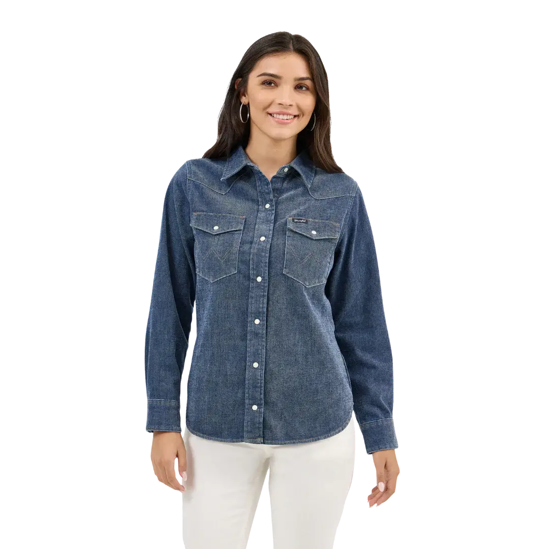 Wrangler Women's Retro Party Vintage Cowboy Snap Shirt 1