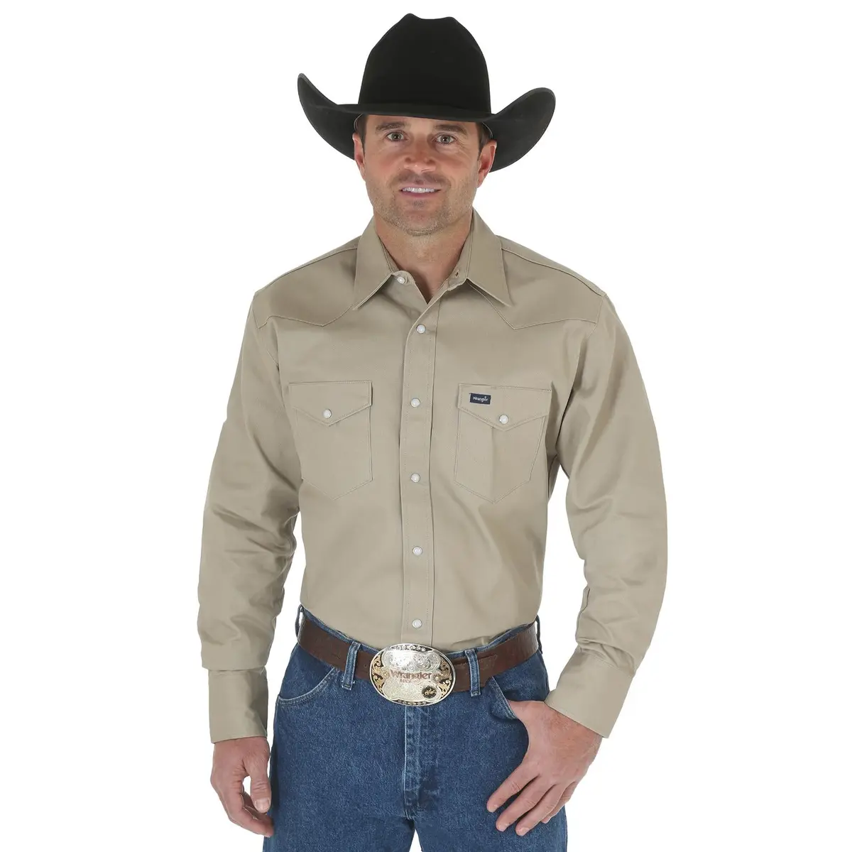 Wrangler Authentic Cowboy Cut® Work Shirt In Khaki 1