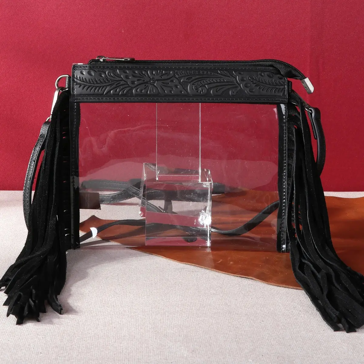 Montana West Western Fringe Stadium Clear Crossbody Bag 1