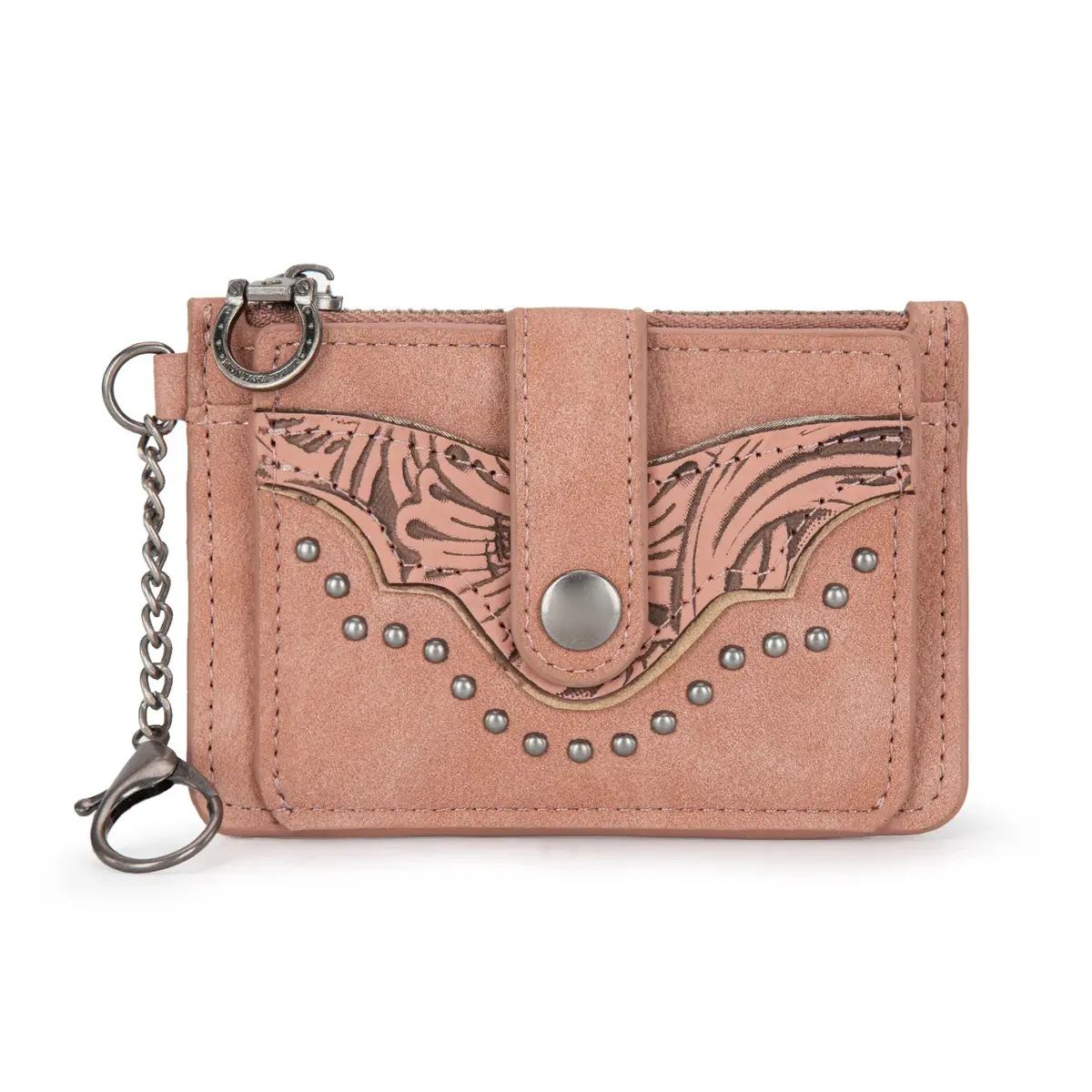 Montana West Floral Tooled Collection Key Ring Wallet In Dark Pink 1