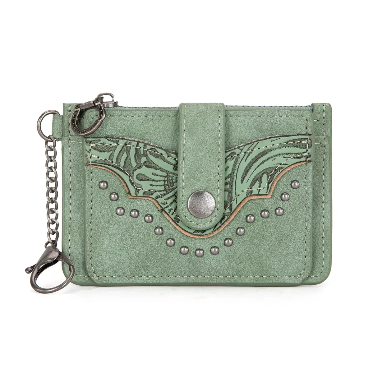 Montana West Floral Tooled Collection Key Ring Wallet In Green 1