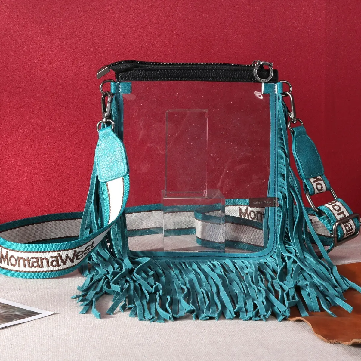 Montana West Western Fringe Clear Crossbody Bag 1