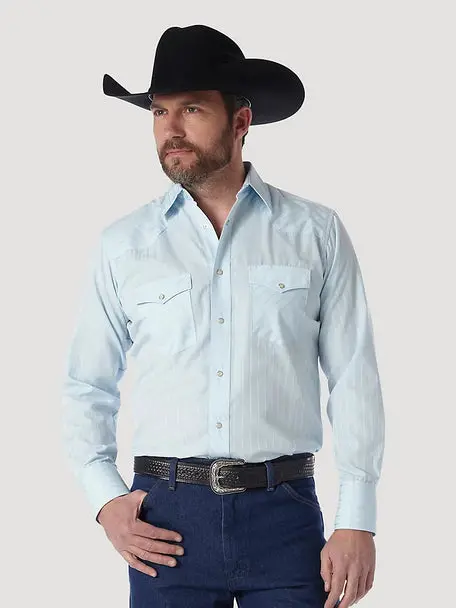 Wrangler Western Blue Pearl Snap Long Sleeve 1