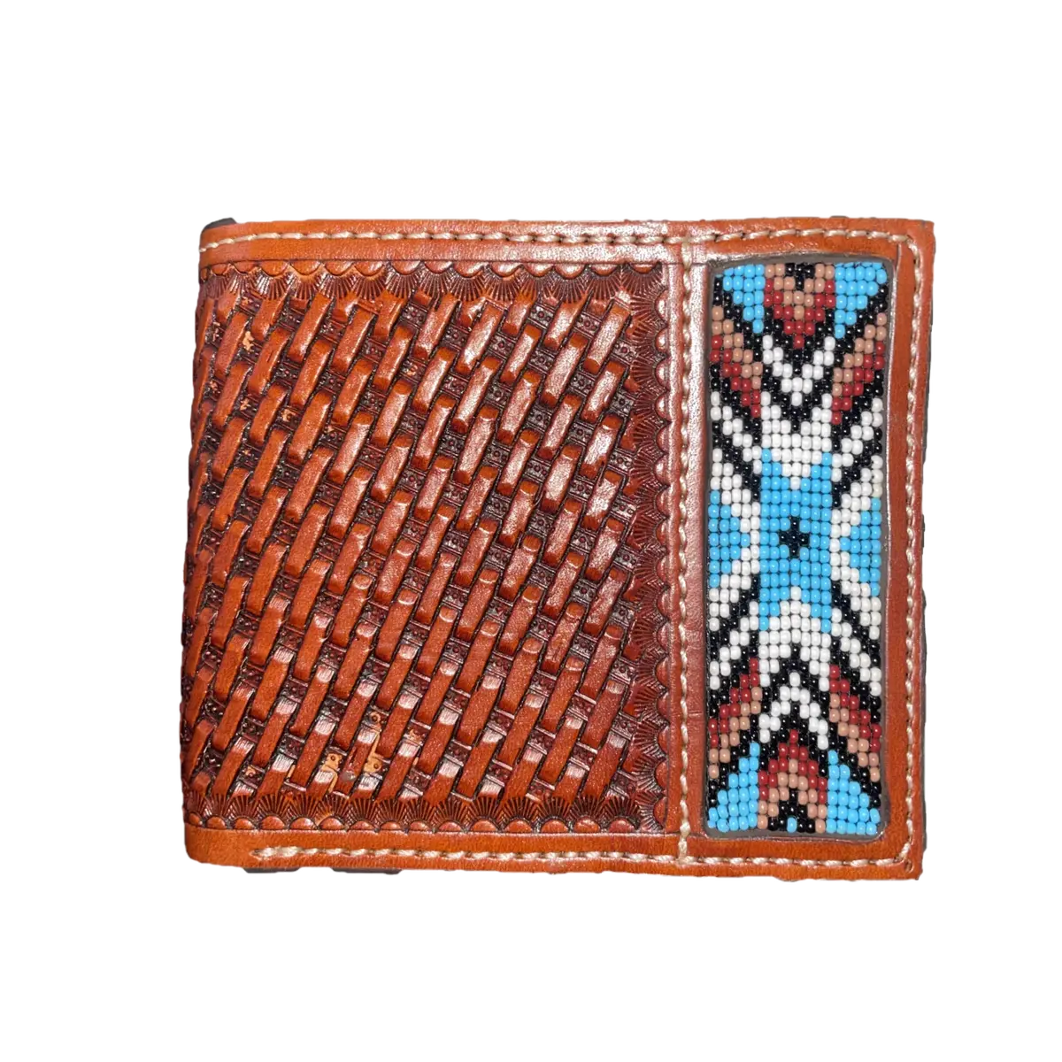 Twisted X Bifold Basket Weave Brown Wallet 1