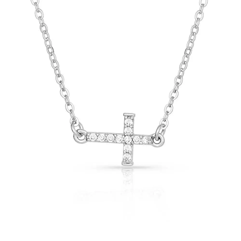 Quiet Faith, Tiny Crystal Cross Choker Necklace 1