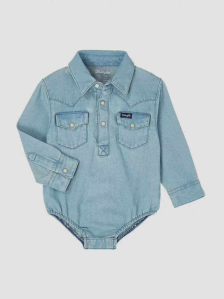 Wrangler Long Sleeve Faded Denim Onesie 1