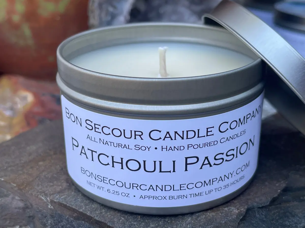 Patchouli Passion Soy Candle Tin 1