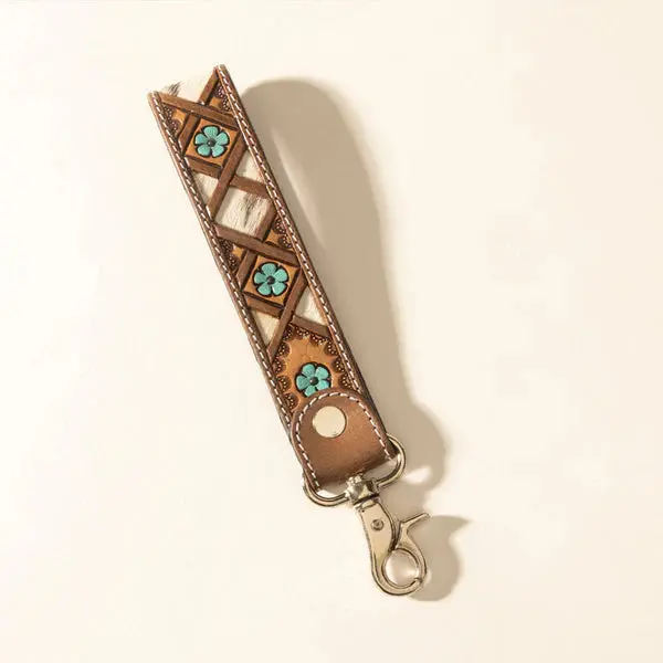 Myra Moonflower Handtooled Leather Keyfob 1