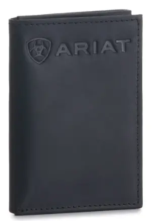 Ariat Black Embossed Logo Trifold Wallet 1