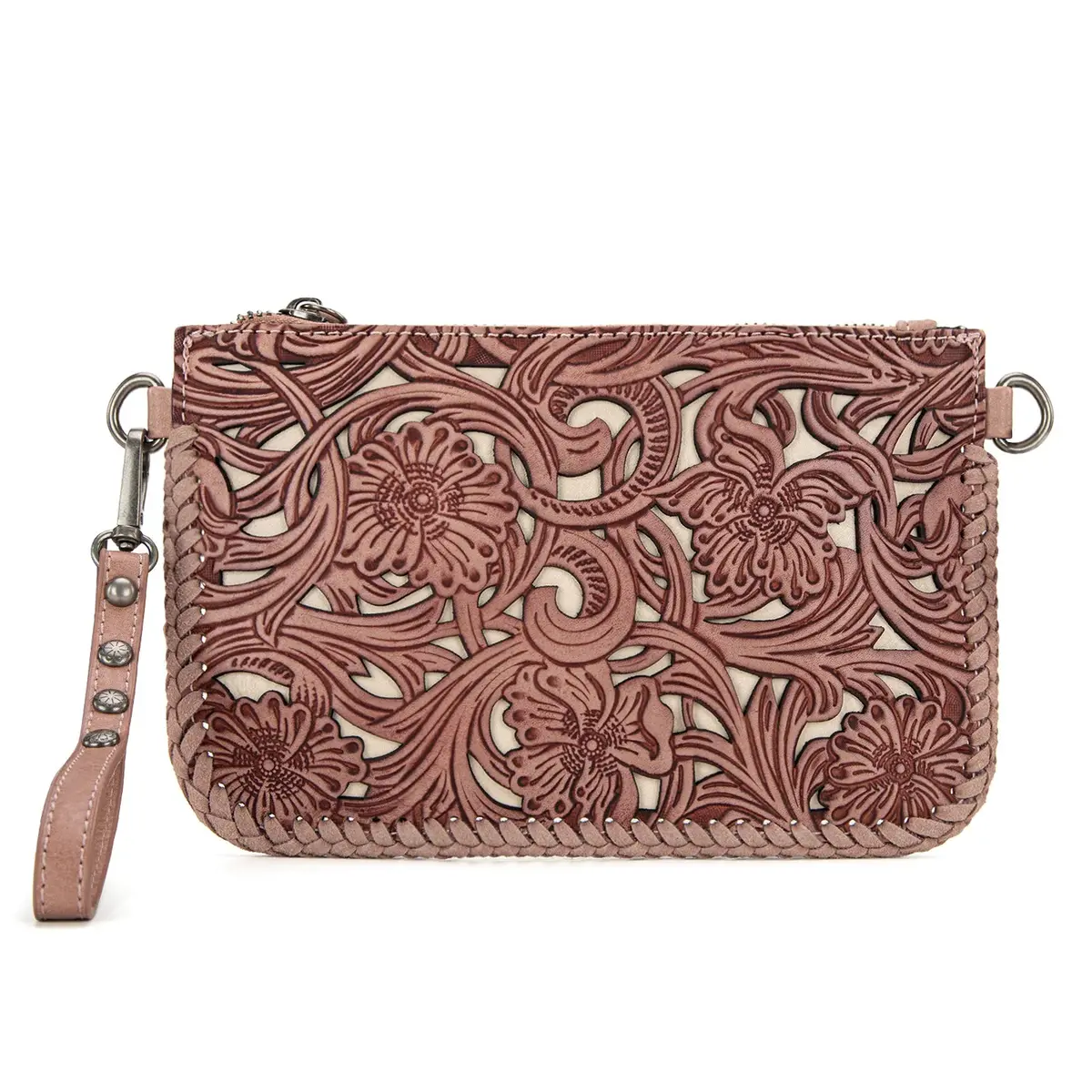 Trinity Ranch Leather Floral Tooled Collection Clutch/Crossbody 1