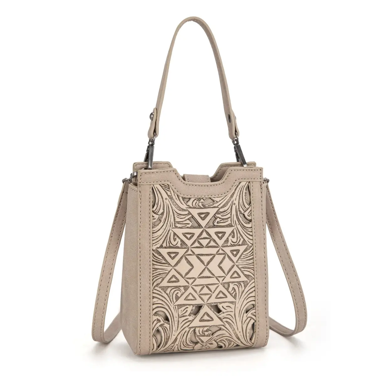 Trinity Ranch Floral Aztec Tooled Mini Tote/Crossbody 1