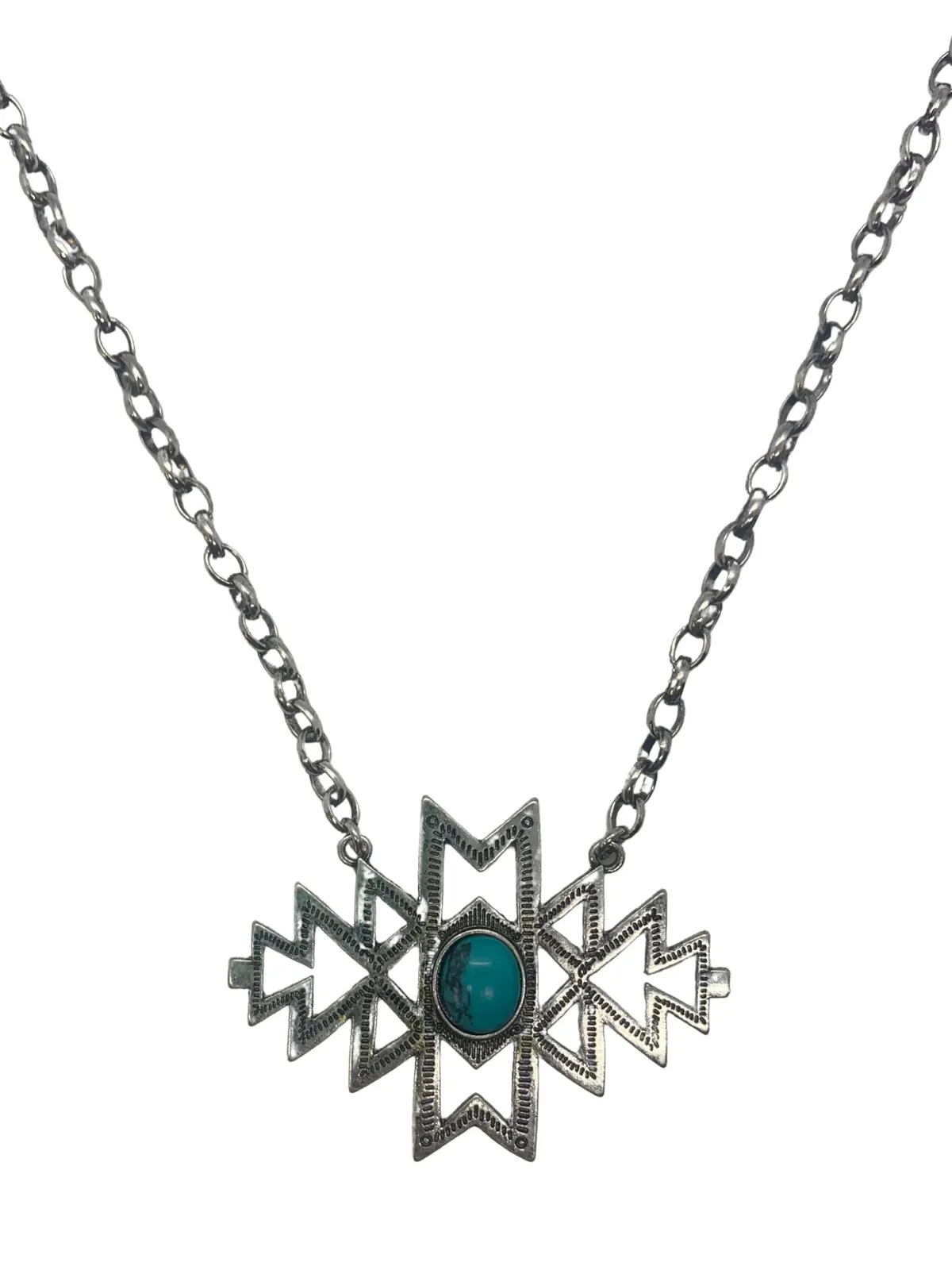 Turquoise Los Altos Silvertone Necklace 1