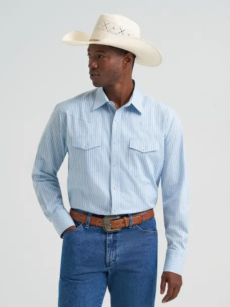 Wrangler Wrinkle Resist Long Sleeve Shirt In Blue 1