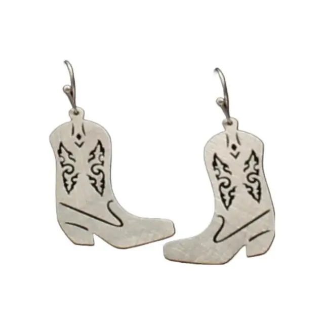 Silver Strike Earrings Cowboy Boots 1