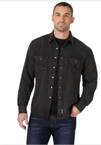 Wrangler Retro Men's Denim Western Shirt Long Sleeve 1