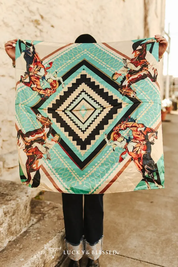 Jade Square Cowboy Printed Wild Rag 1