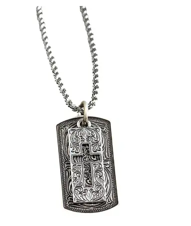 Silver Strike Cross Dog Tag  Necklace 1