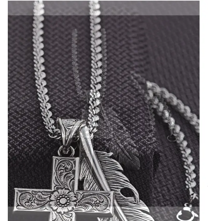 Twister Men's Feather Cross Necklace 1