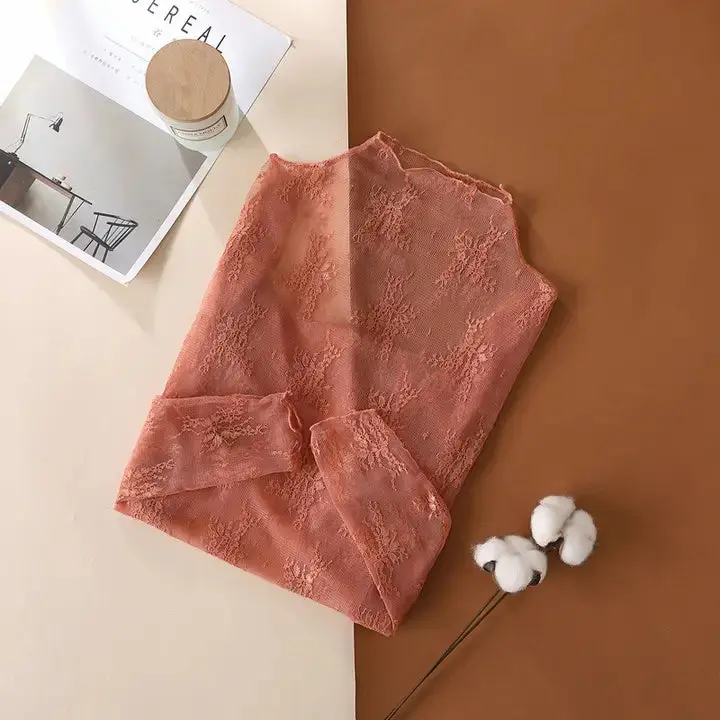 Floral Layering Mesh Top - Caramel 1