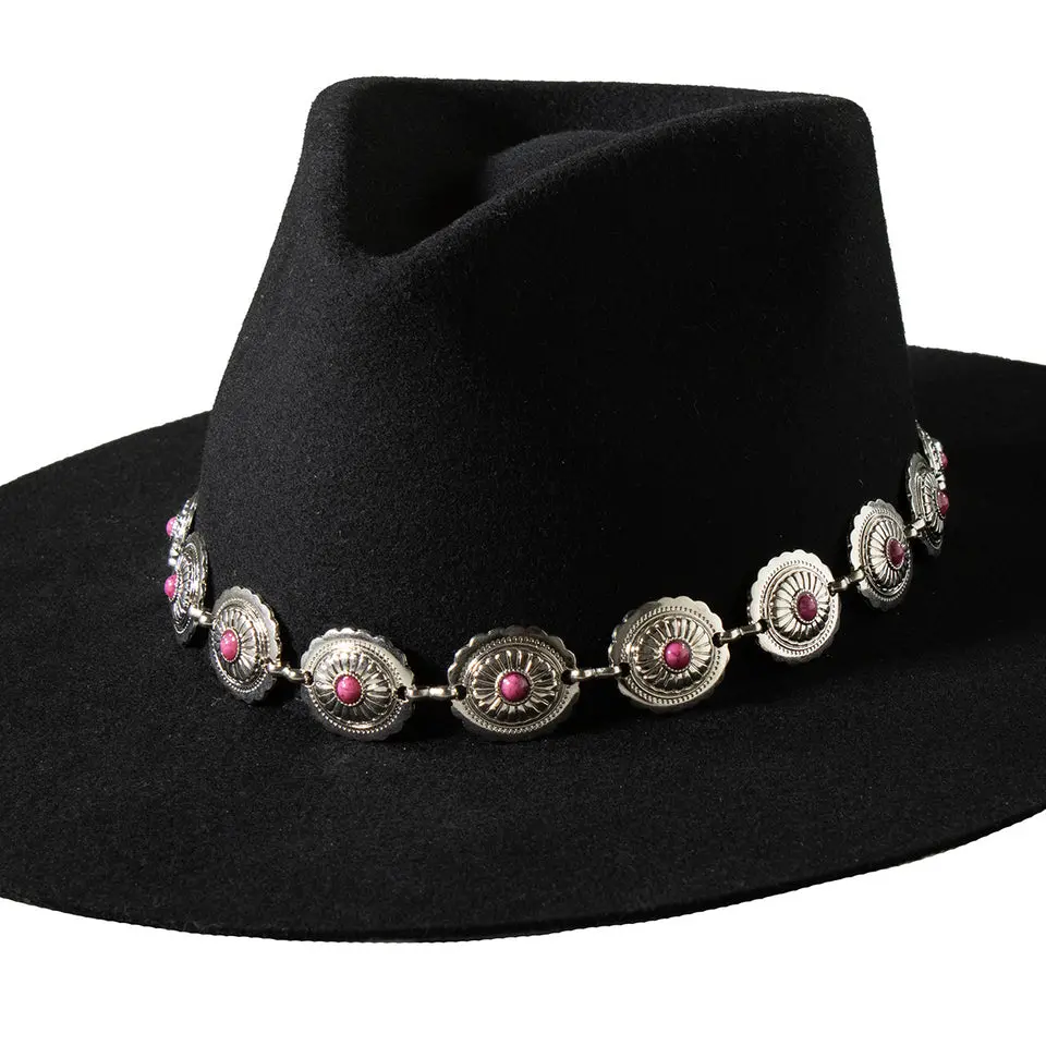 Concho Pink Stone Hat Band 1