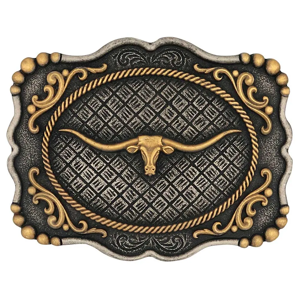 Montana Silversmiths Framed Longhorn Attitude Buckle 1