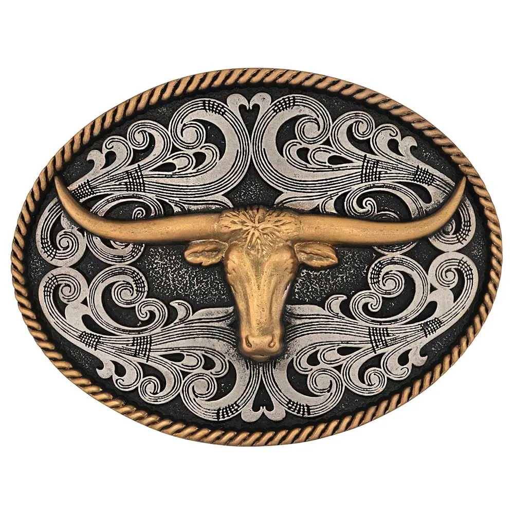 Montana Silversmiths Two-Tone Longhorn Attitude Buckle 1