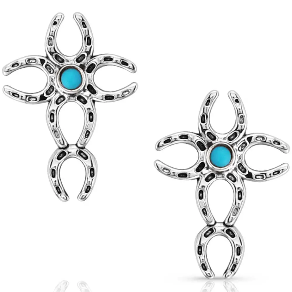 Montana Silversmiths Faith Never Fails Horseshoe Cross Earrings 1
