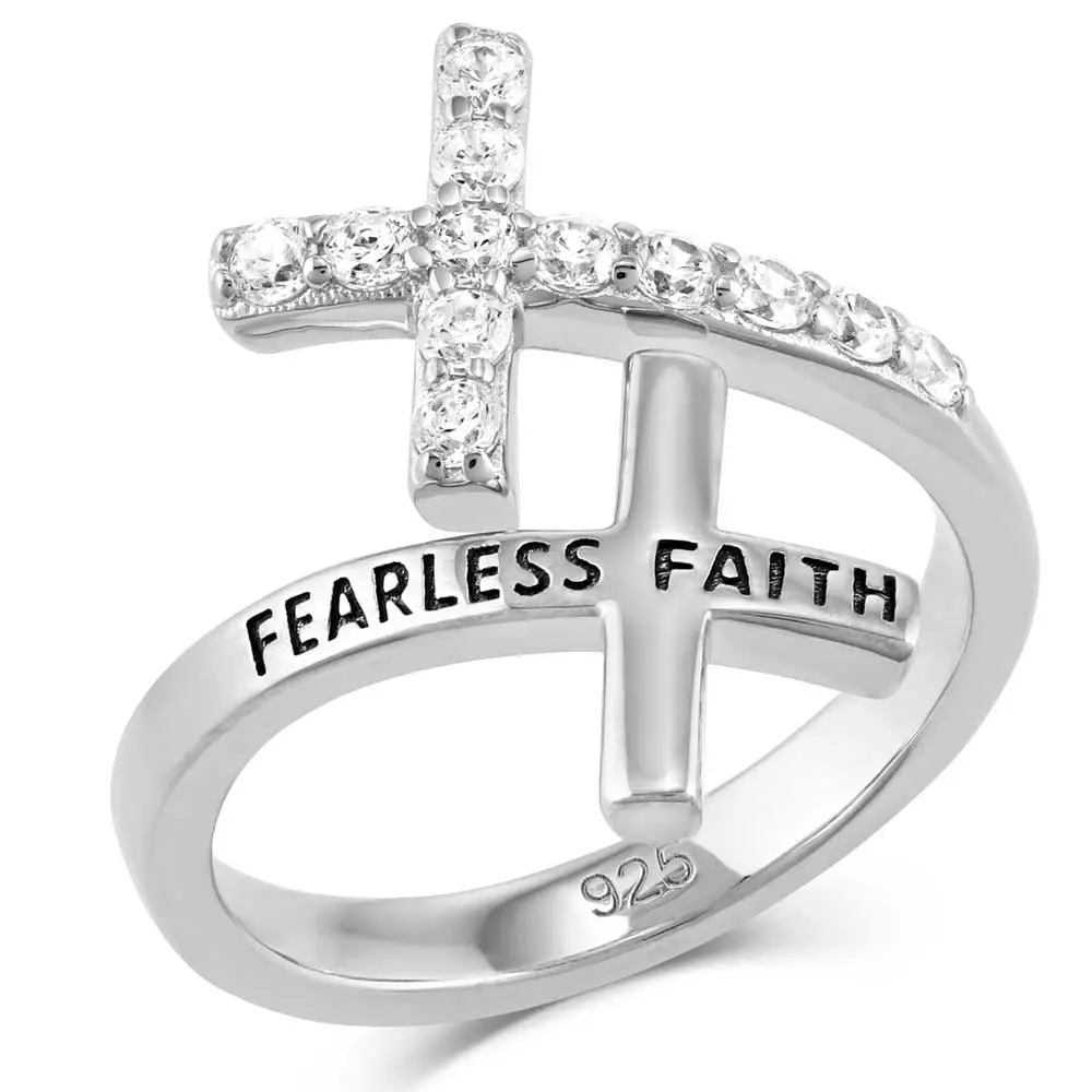 Montana Silversmiths Fearless Faith Crystal Cross Ring 1