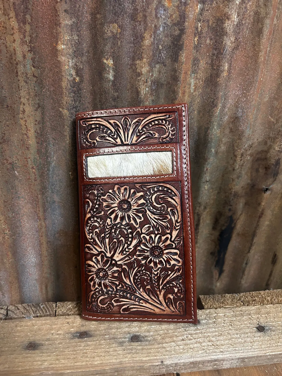 Challenger Western Basket Weave Tooled Rodeo Wallet 1