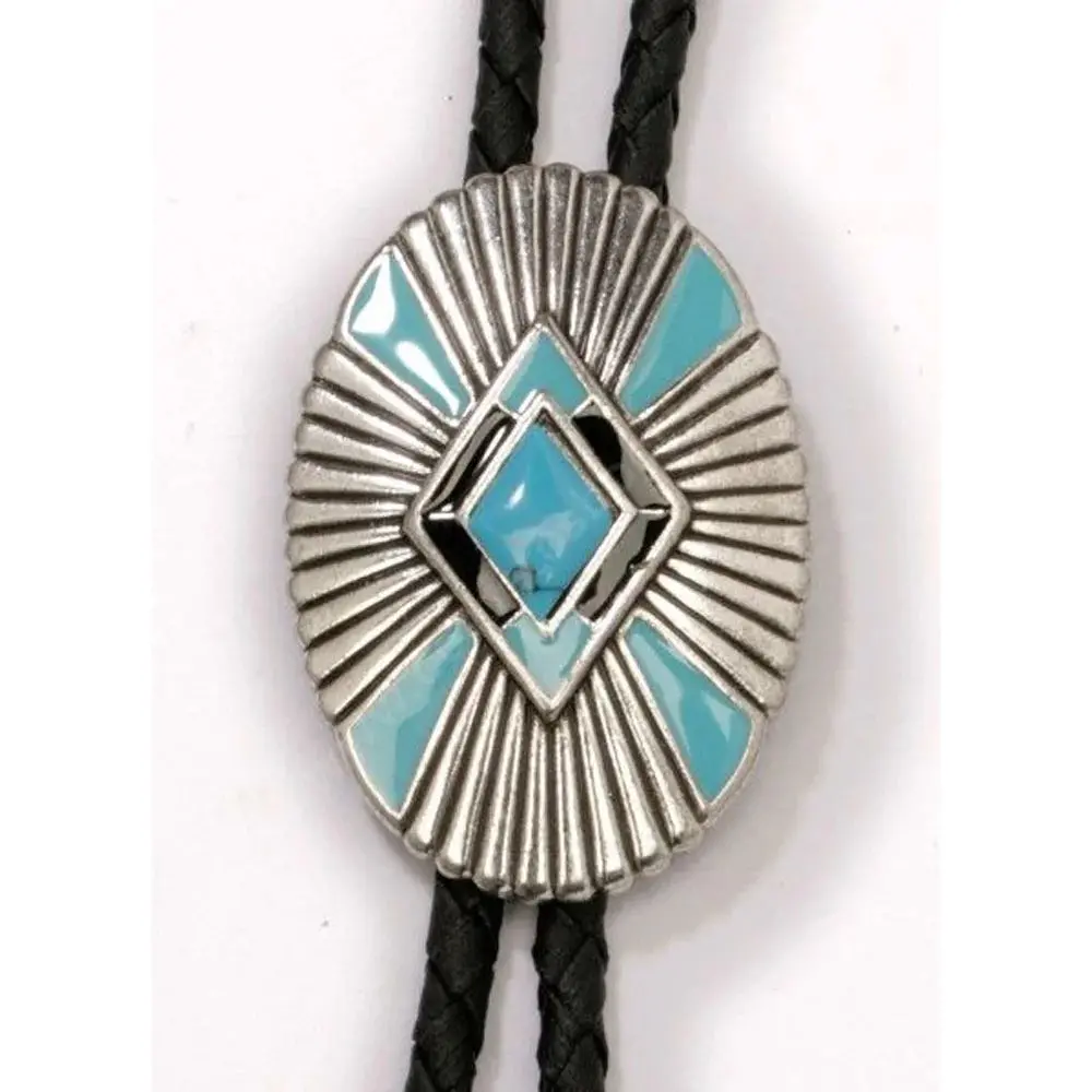 Double S Men's Silver & Turquoise Bolo Tie 1