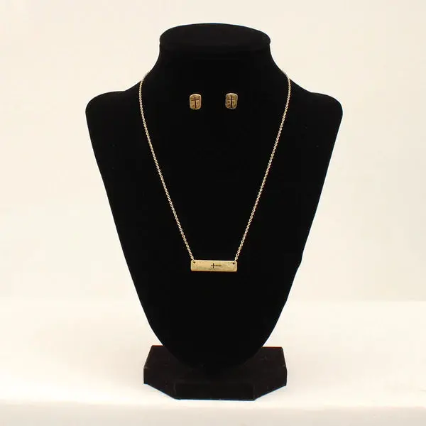 M&F Western Ladies Gold Cross Jewelry Set 1